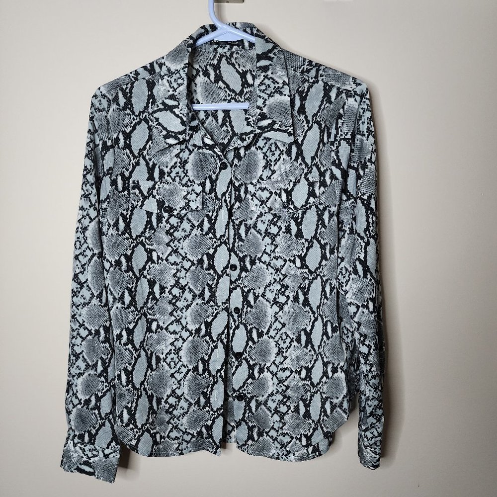Women's Snakeskin Blouse Black and Gray - Size Large